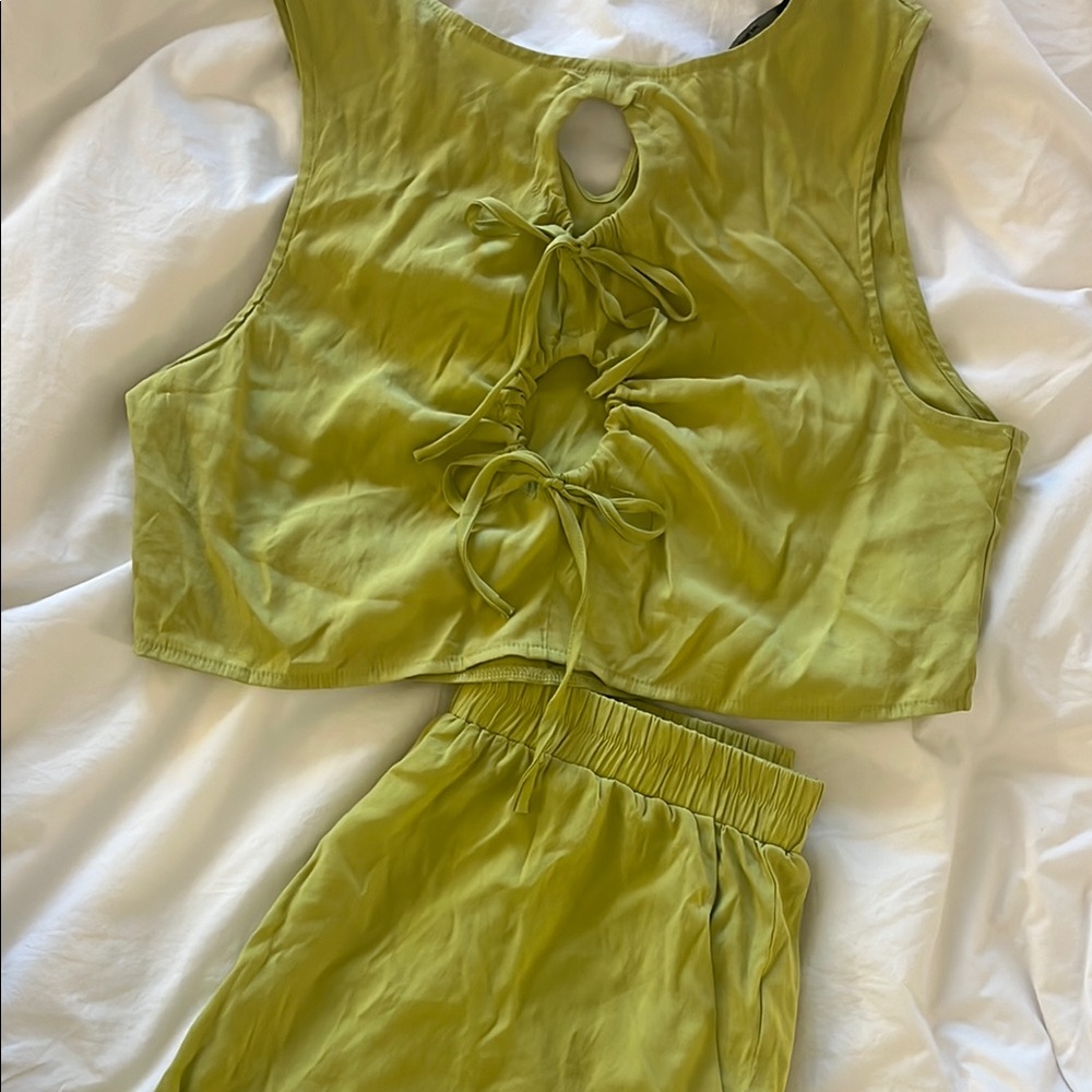 Green Crop Top and Shorts Set